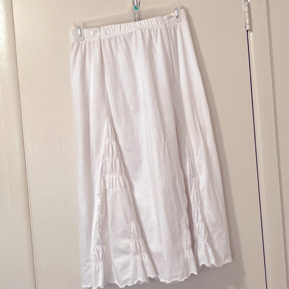 “Only Necessities”; Size 1X; well-worn white Bohemian style skirt; casual/fun!